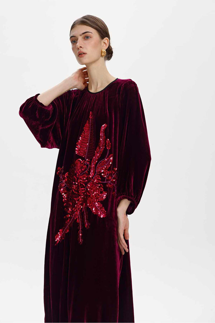 Mireille Sequined Velvet Maxi Dress