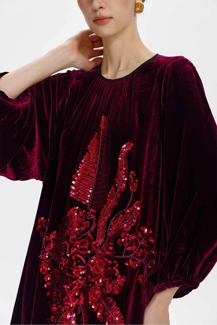 Mireille Sequined Velvet Maxi Dress
