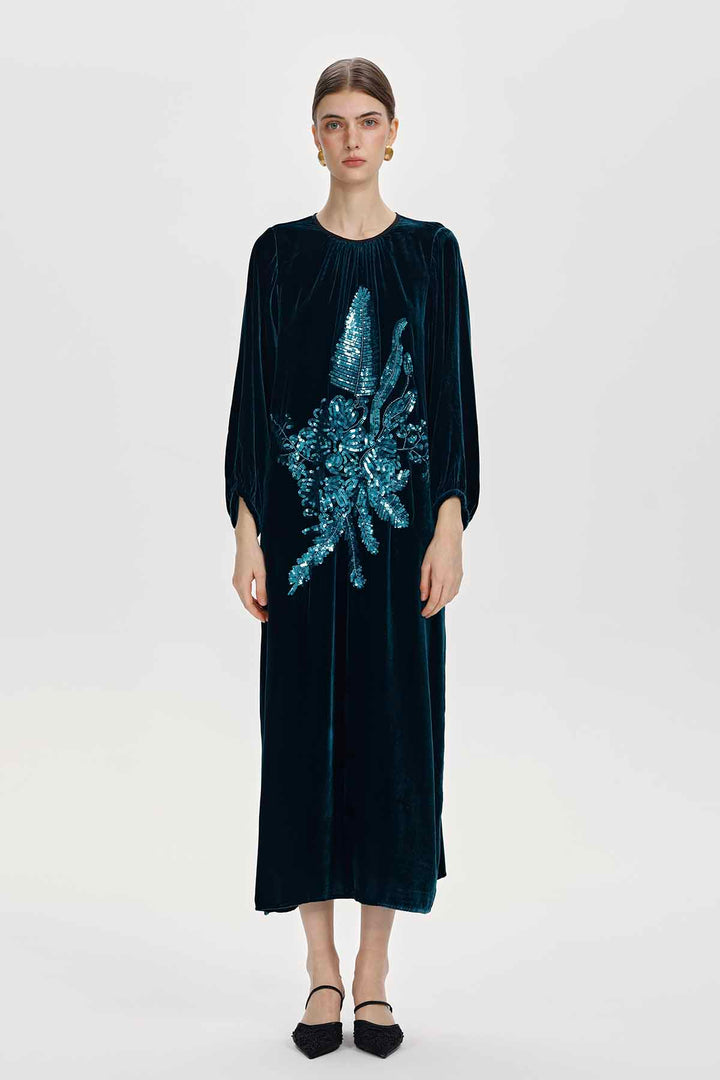 Mireille Sequined Velvet Maxi Dress