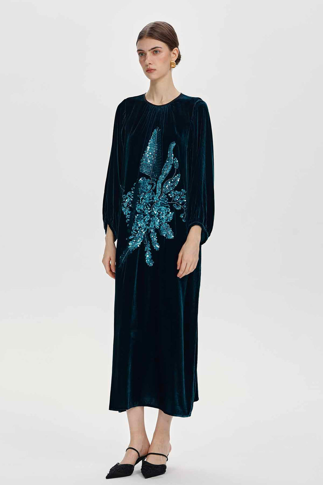 Mireille Sequined Velvet Maxi Dress