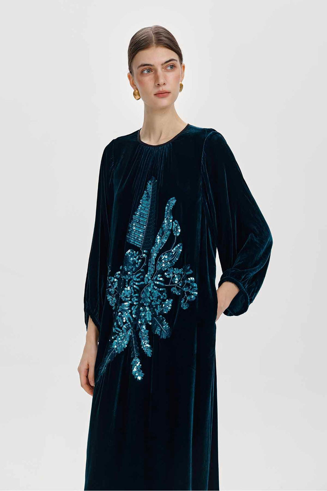 Mireille Sequined Velvet Maxi Dress