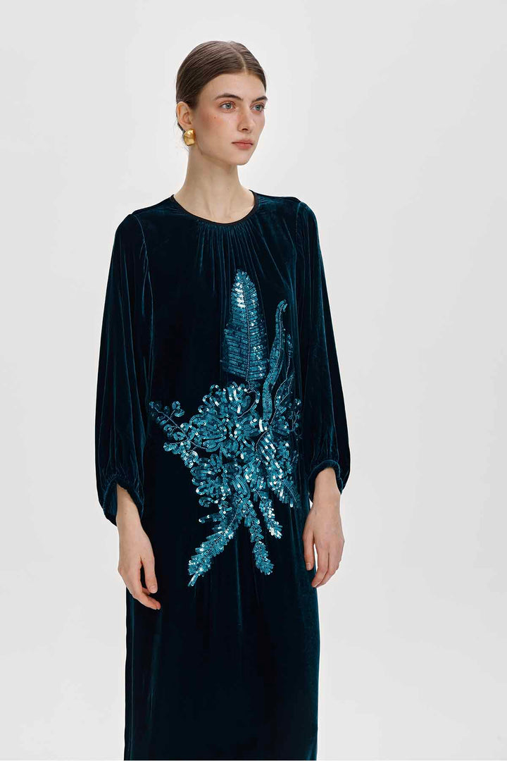 Mireille Sequined Velvet Maxi Dress