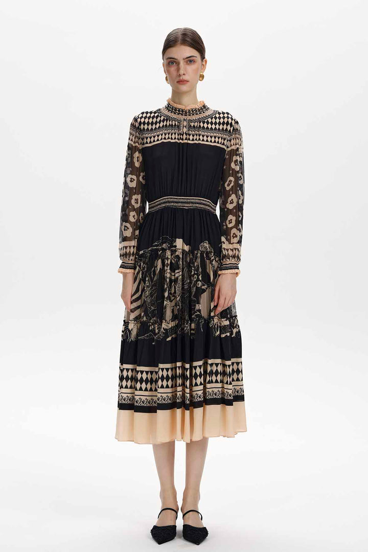 Lucasta Printed Silk Midi Dress