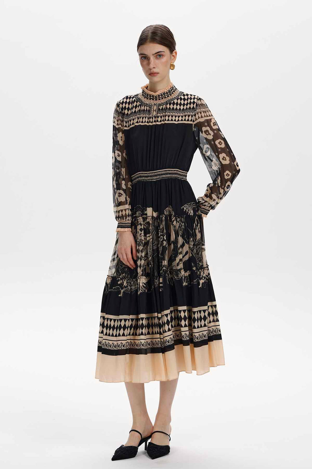 Lucasta Printed Silk Midi Dress