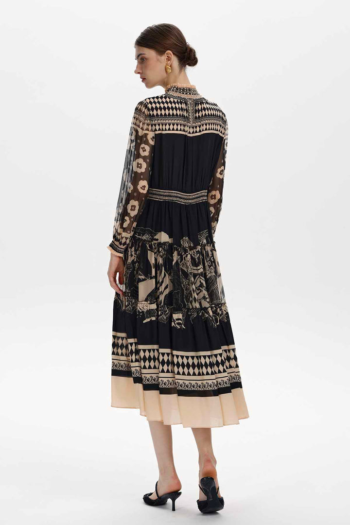 Lucasta Printed Silk Midi Dress