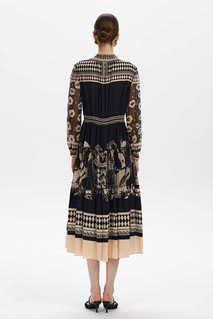 Lucasta Printed Silk Midi Dress