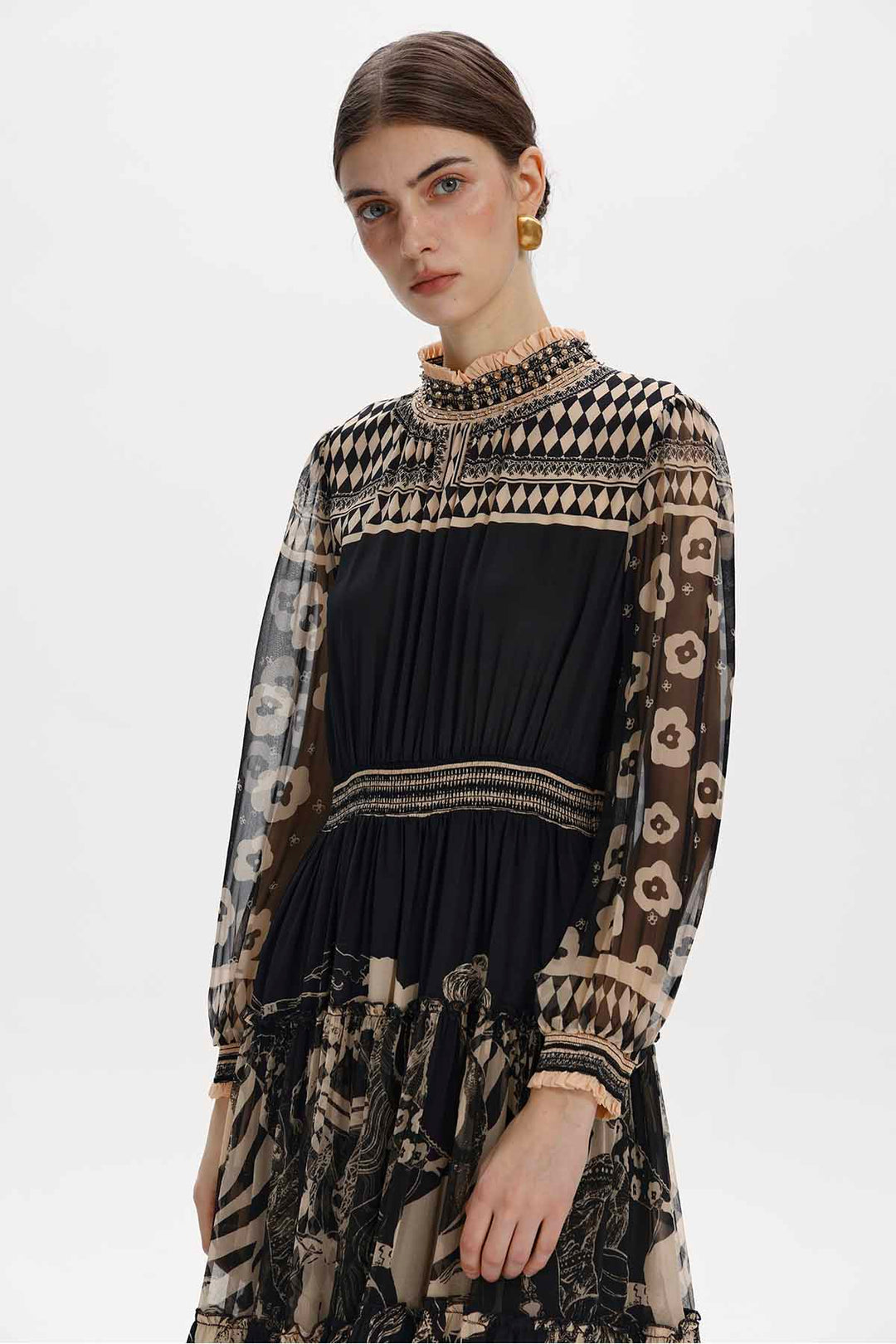 Lucasta Printed Silk Midi Dress