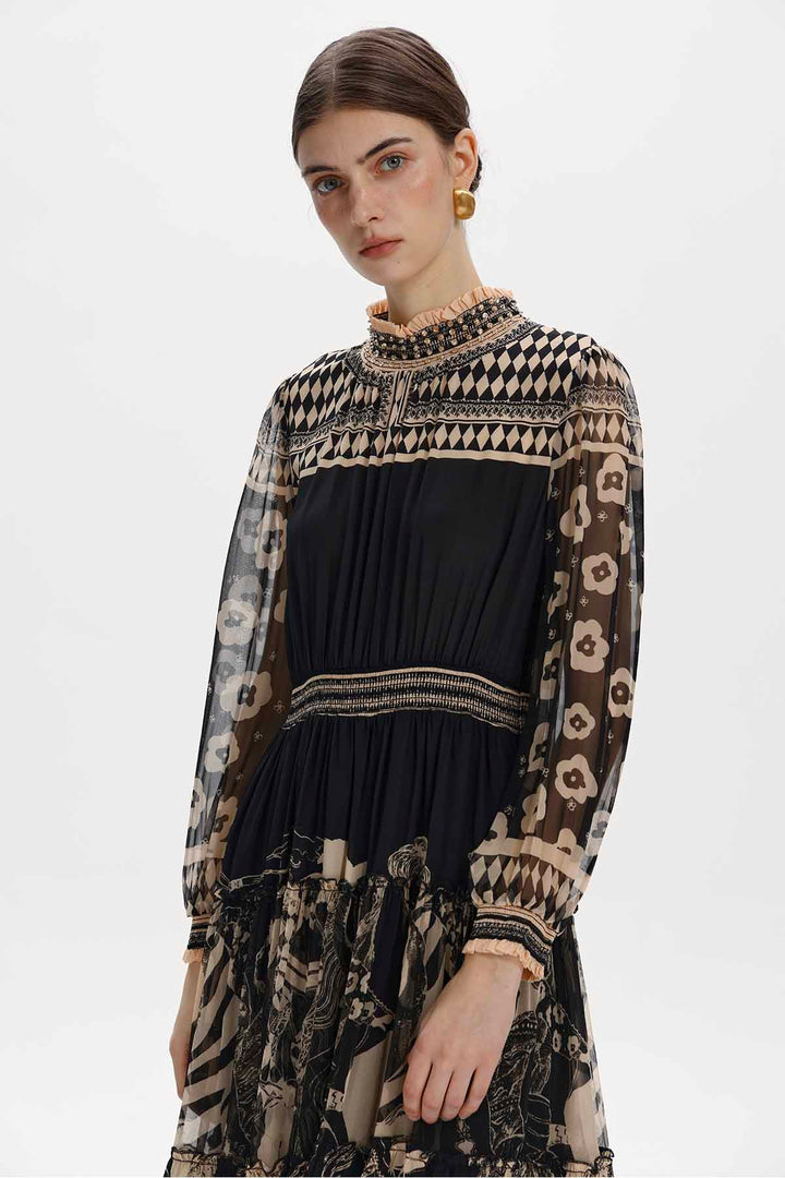 Lucasta Printed Silk Midi Dress