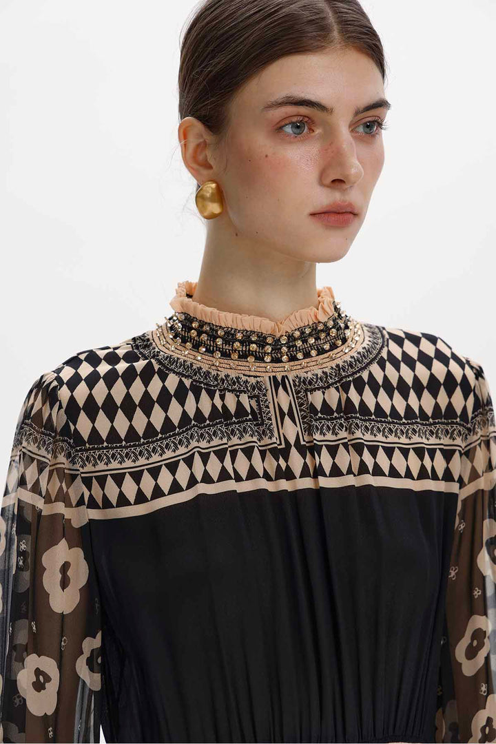 Lucasta Printed Silk Midi Dress