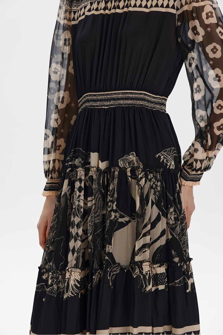 Lucasta Printed Silk Midi Dress