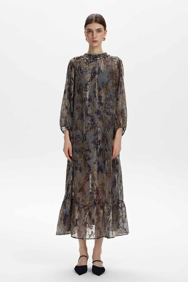Nerissa Embellished Burnout Maxi Dress