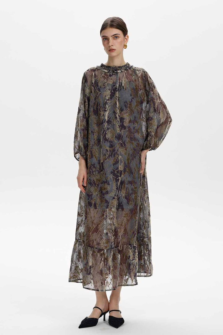 Nerissa Embellished Burnout Maxi Dress