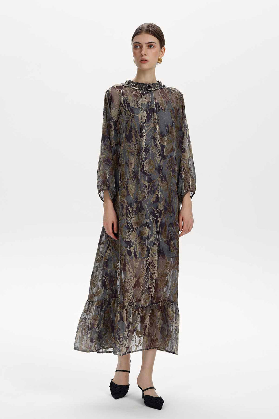 Nerissa Embellished Burnout Maxi Dress