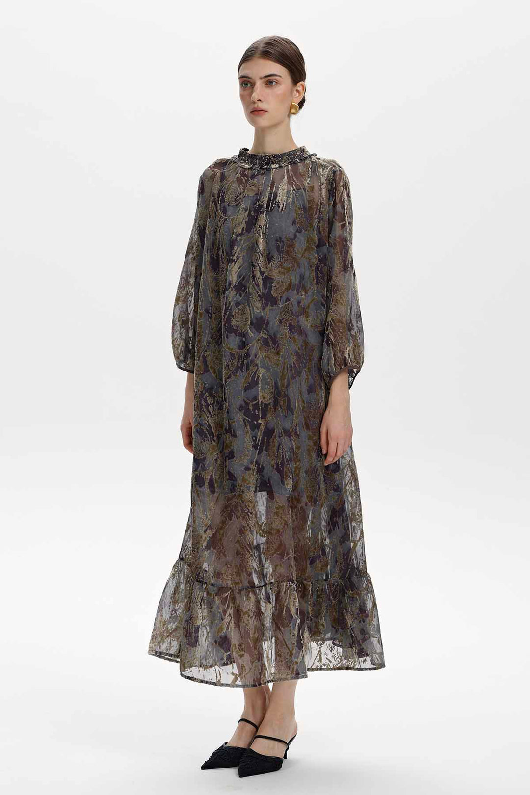 Nerissa Embellished Burnout Maxi Dress