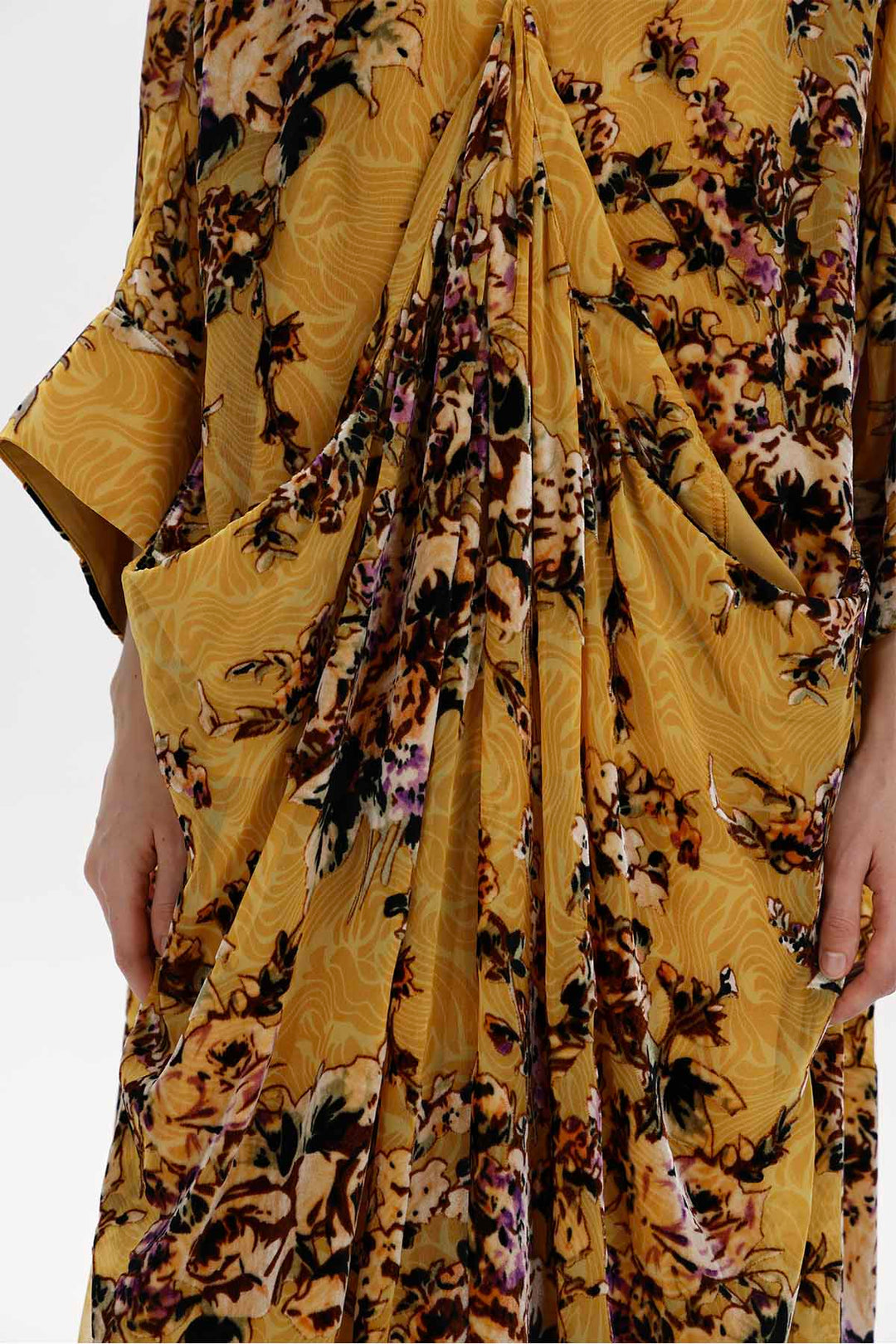 Maëlle Floral Silk Velvet Midi Dress