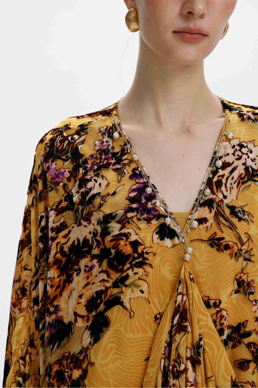 Maëlle Floral Silk Velvet Midi Dress