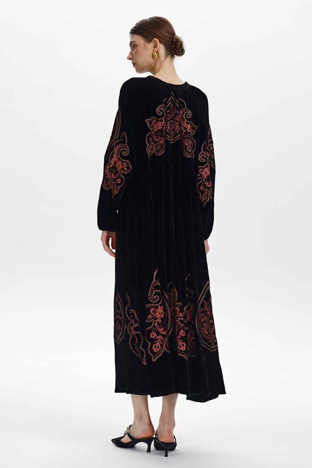 Eloise Embroidered Velvet Maxi Dress