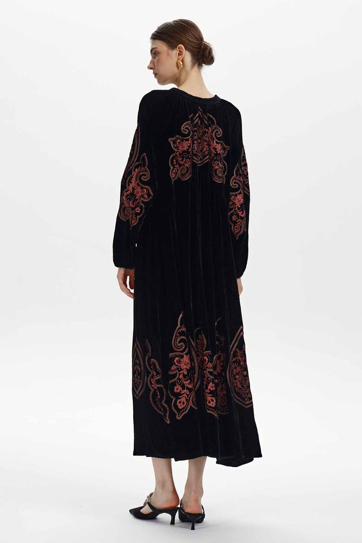 Eloise Embroidered Velvet Maxi Dress