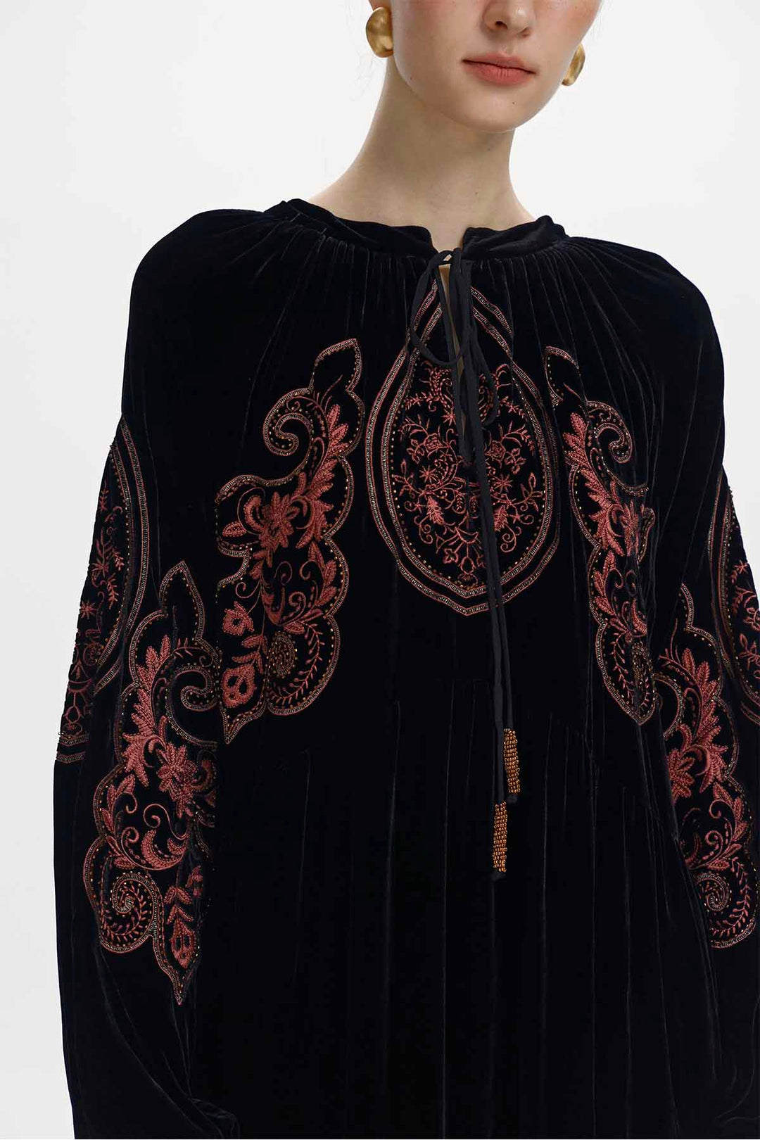 Eloise Embroidered Velvet Maxi Dress