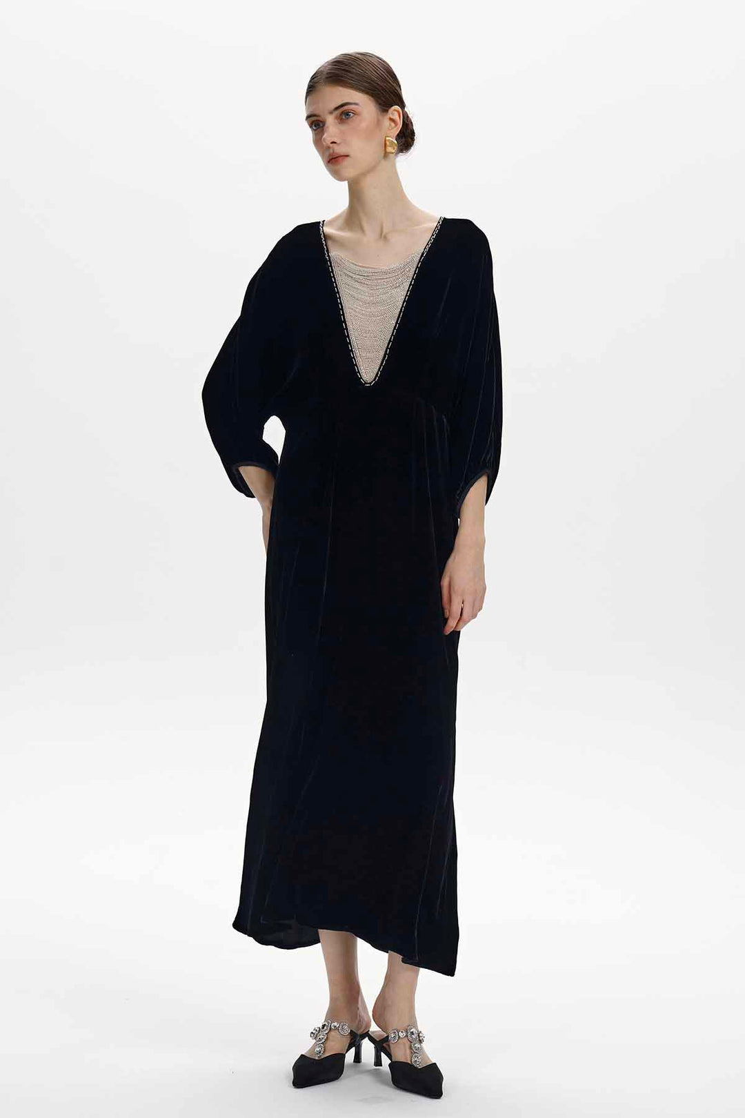 Faustine Beaded Velvet Maxi Dress