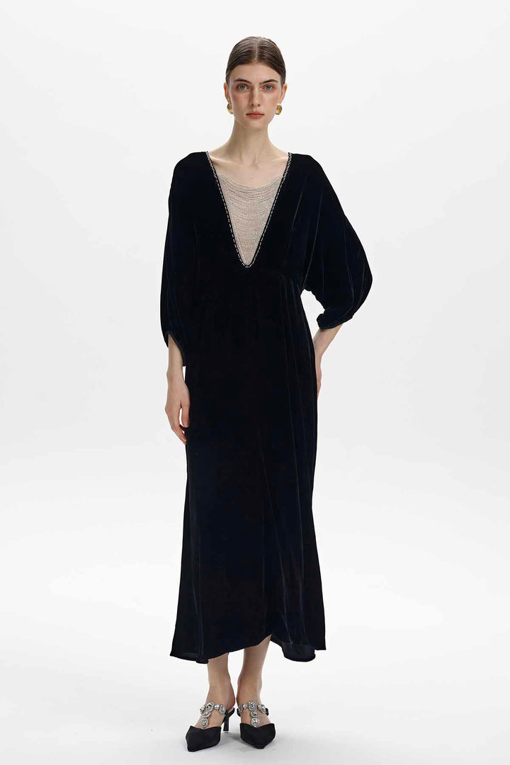Faustine Beaded Velvet Maxi Dress