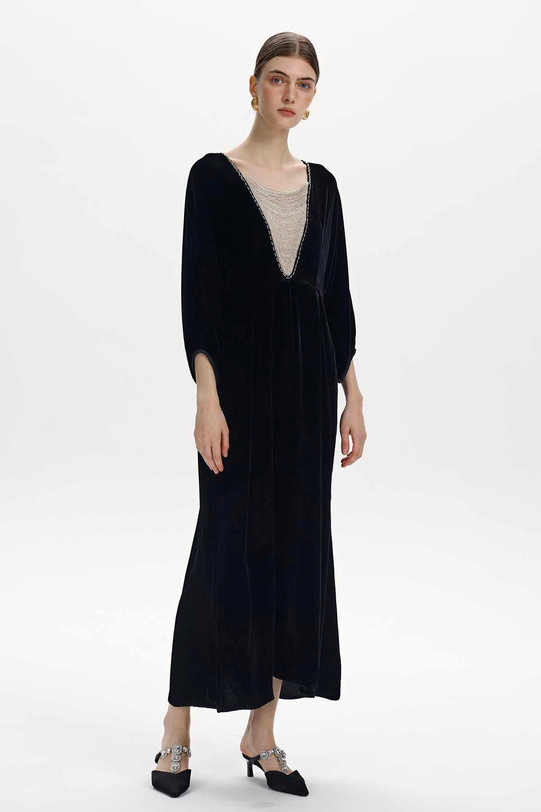 Faustine Beaded Velvet Maxi Dress