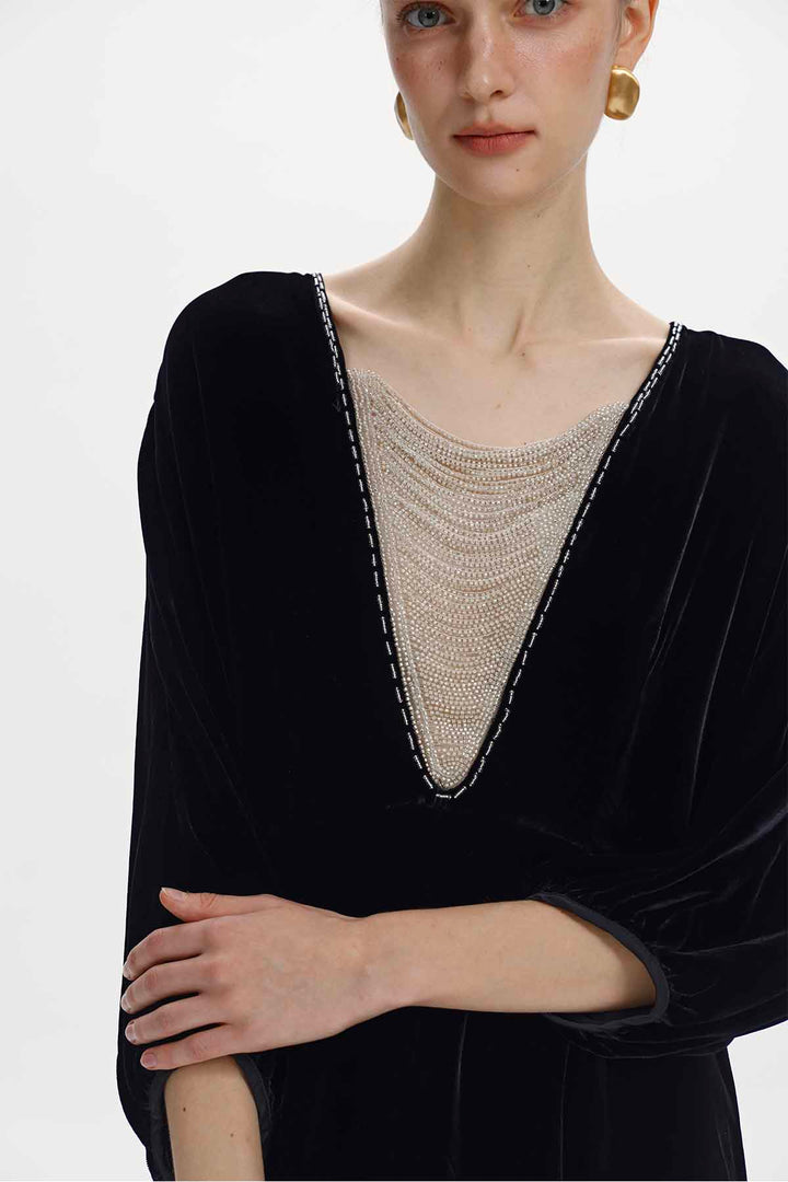 Faustine Beaded Velvet Maxi Dress