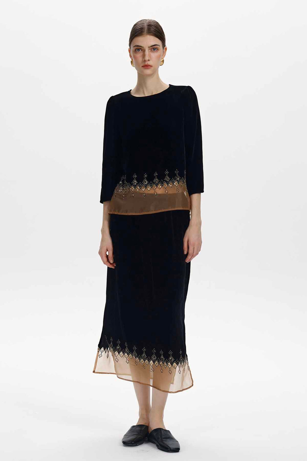 Amabel Beaded Velvet Two-Piece Set