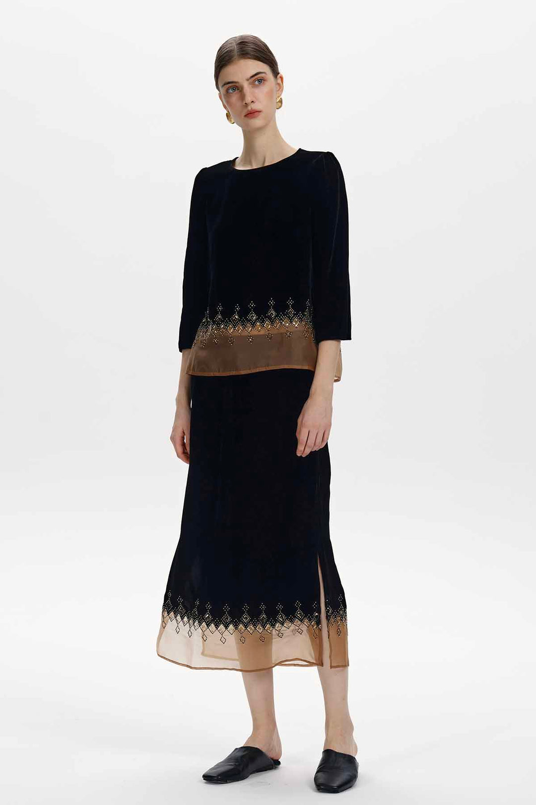 Amabel Beaded Velvet Two-Piece Set