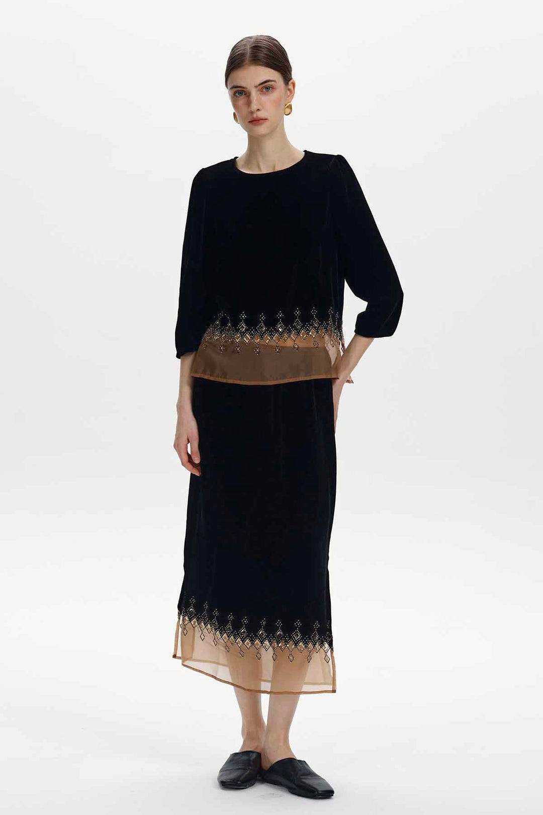 Amabel Beaded Velvet Two-Piece Set
