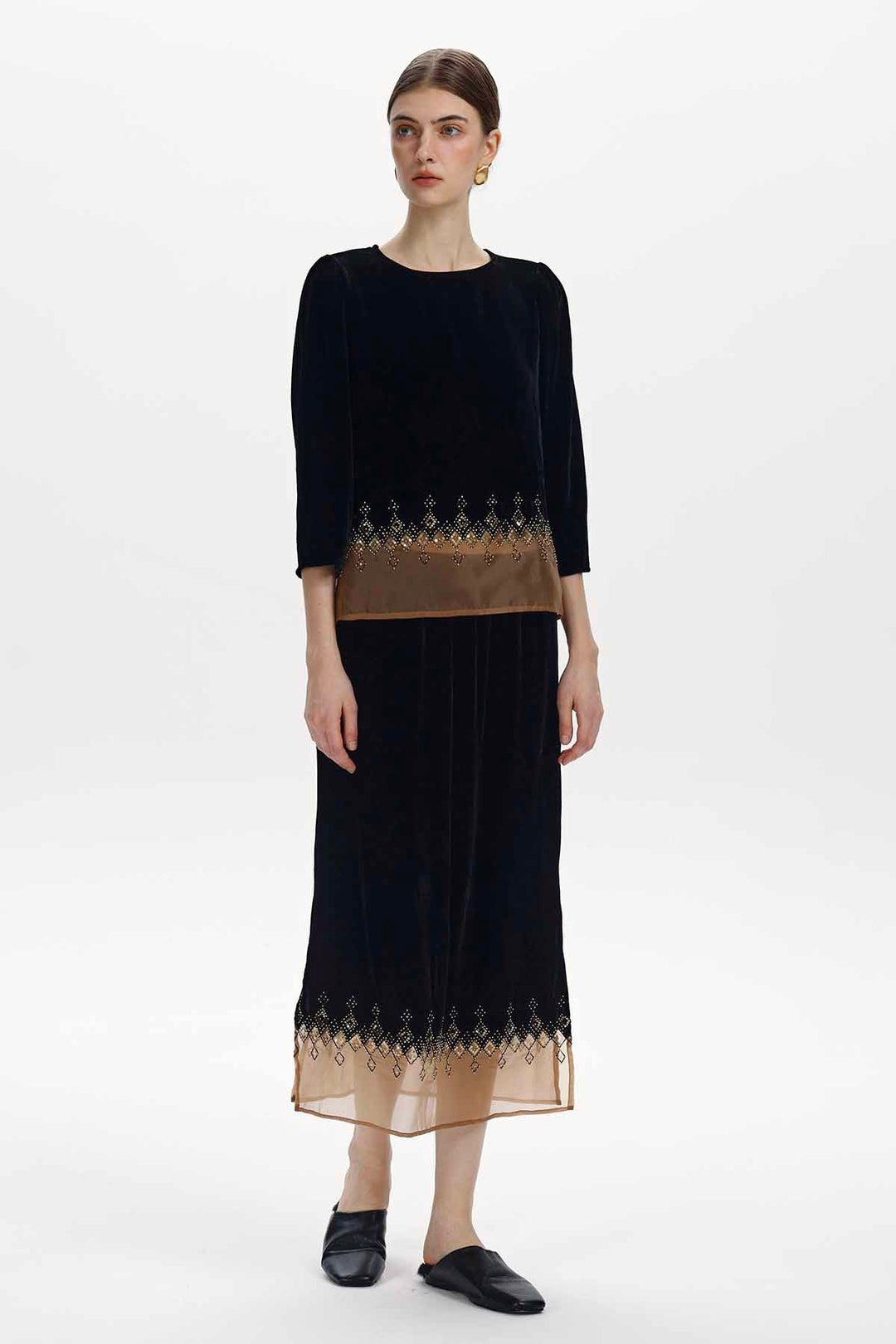 Amabel Beaded Velvet Two-Piece Set