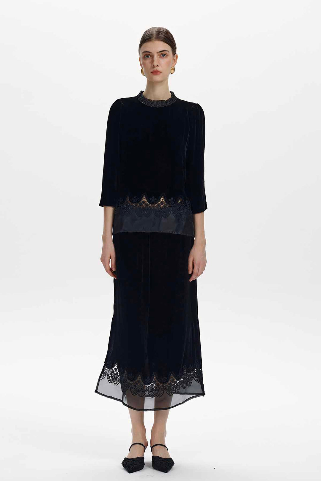 Thessaly Beaded Velvet Two-Piece Set