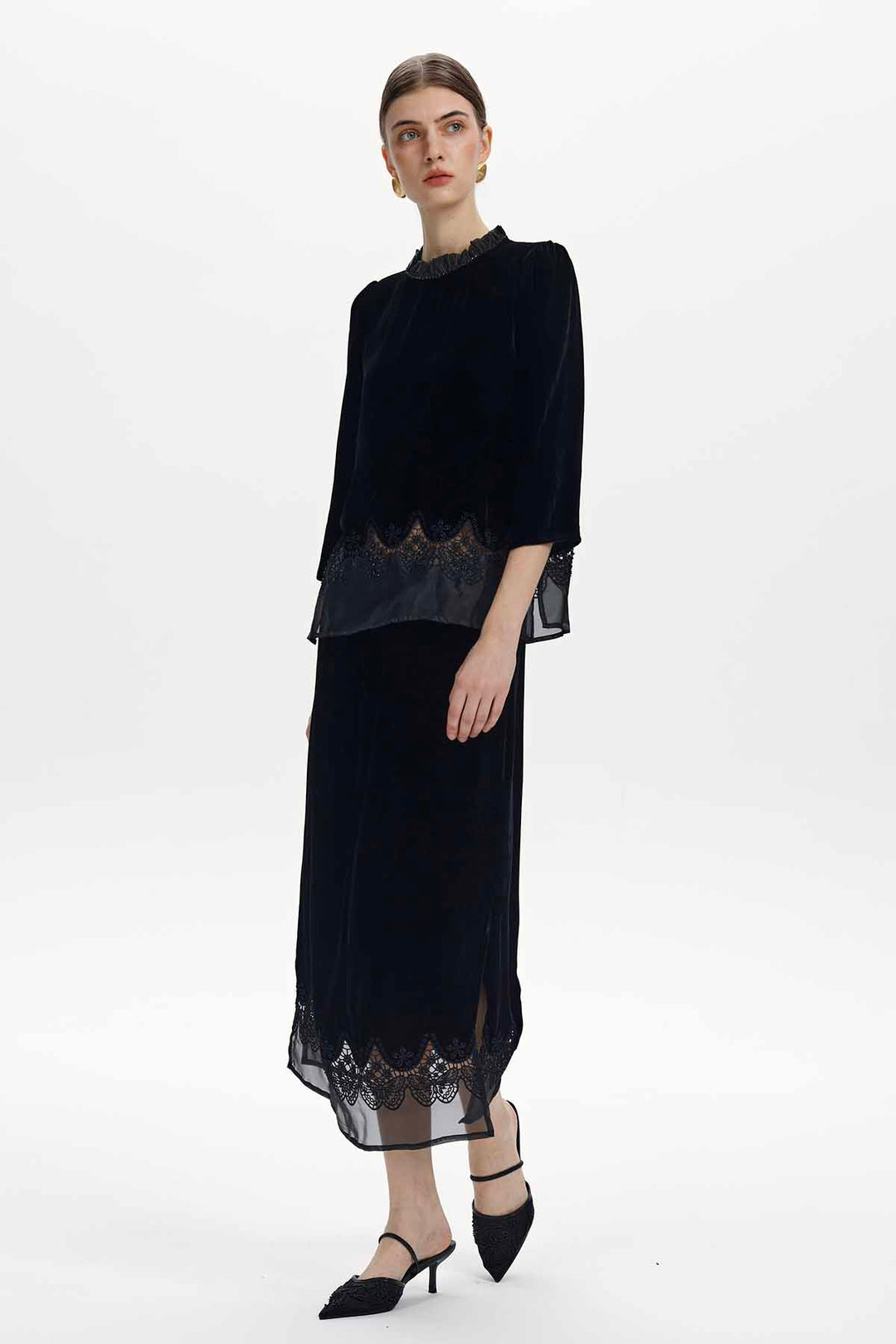 Thessaly Beaded Velvet Two-Piece Set