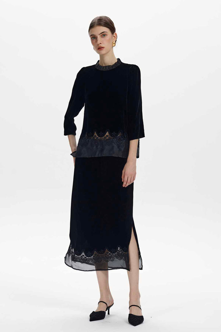 Thessaly Beaded Velvet Two-Piece Set