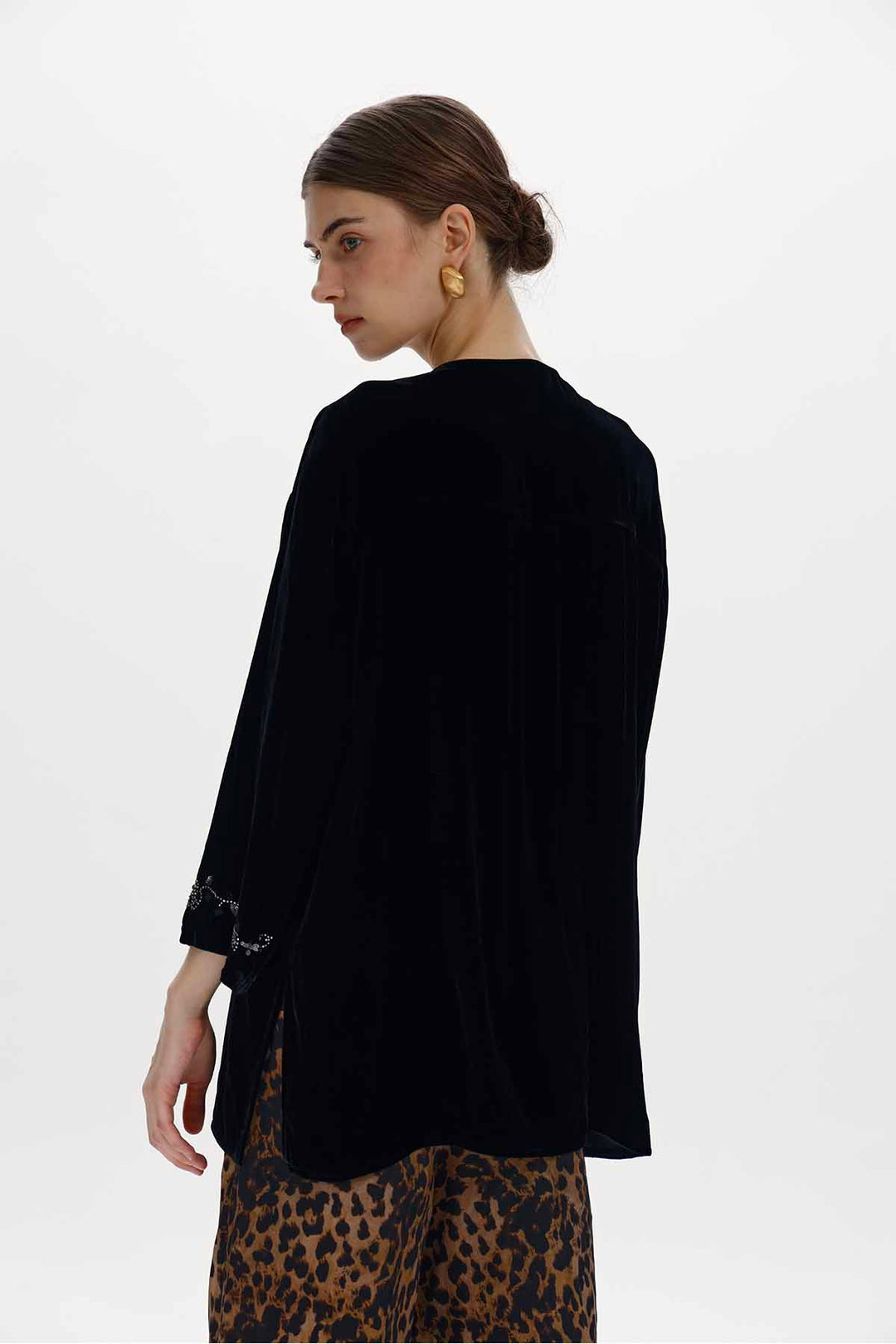 Clotilde Floral Beaded Velvet Top