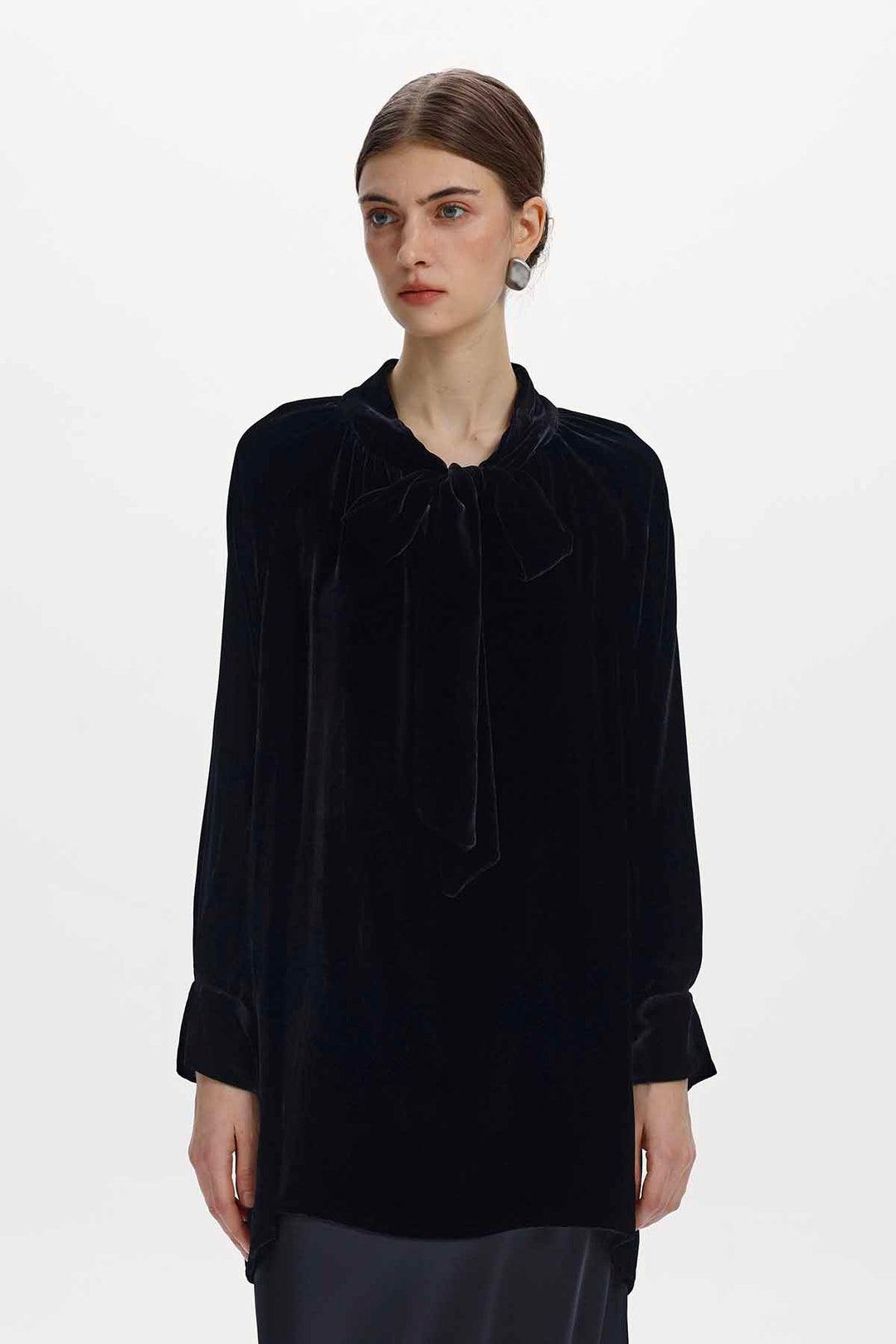 Ariadne Bow Neck Velvet Top