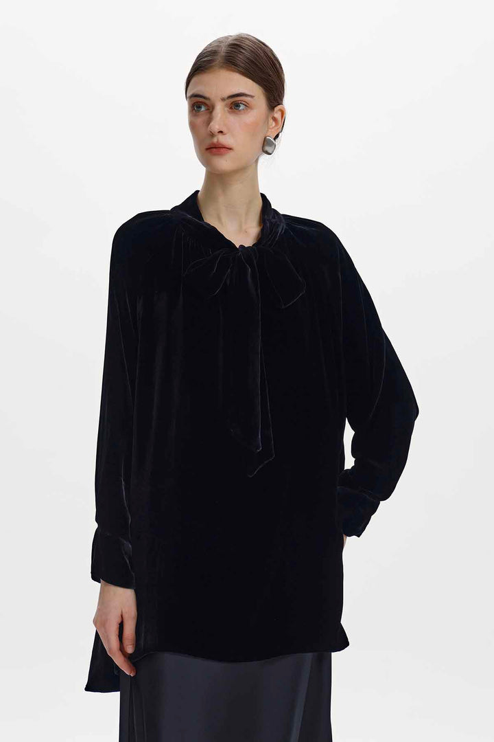 Ariadne Bow Neck Velvet Top