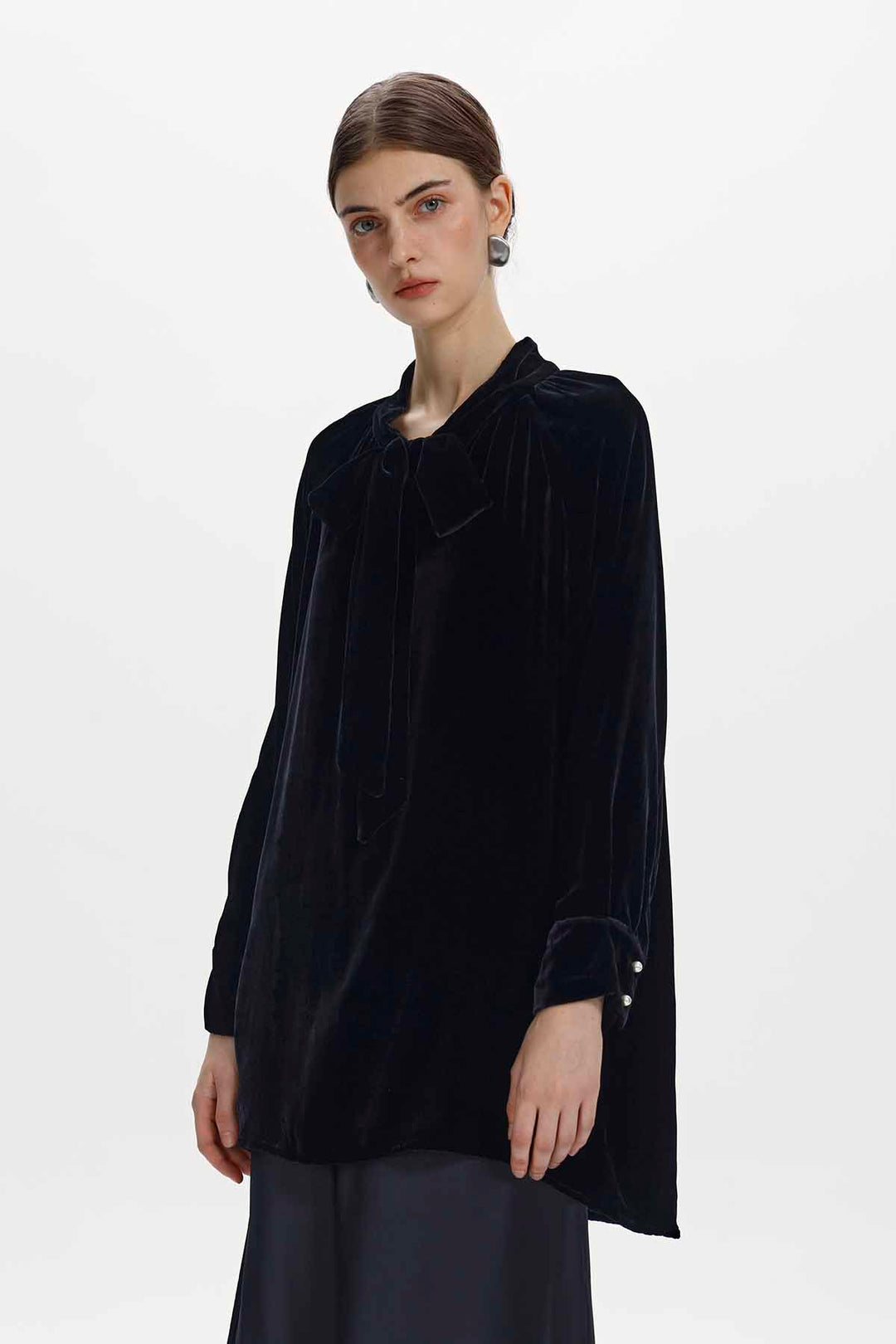 Ariadne Bow Neck Velvet Top