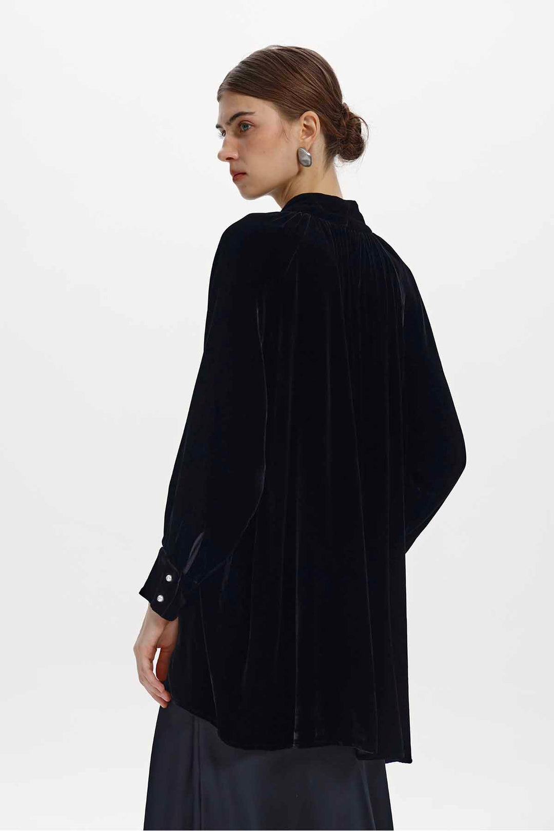 Ariadne Bow Neck Velvet Top