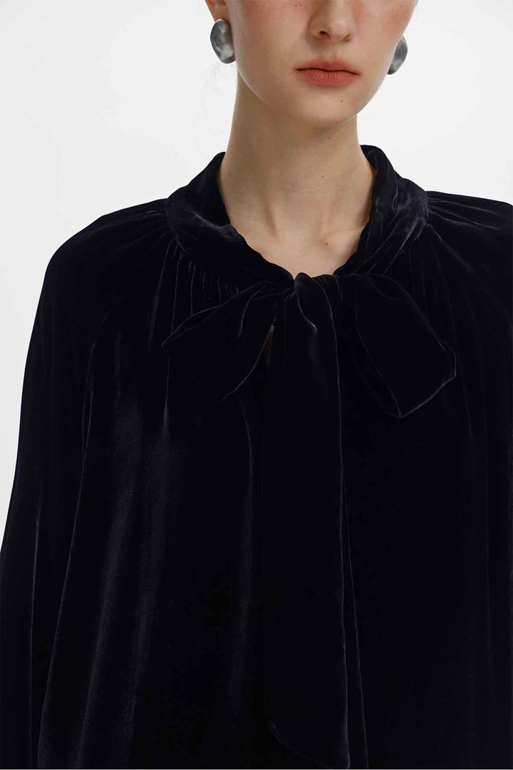 Ariadne Bow Neck Velvet Top