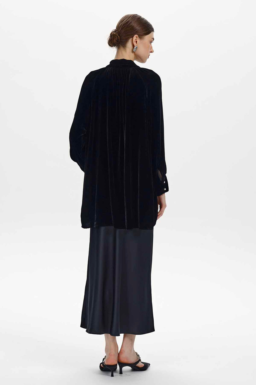 Ariadne Bow Neck Velvet Top