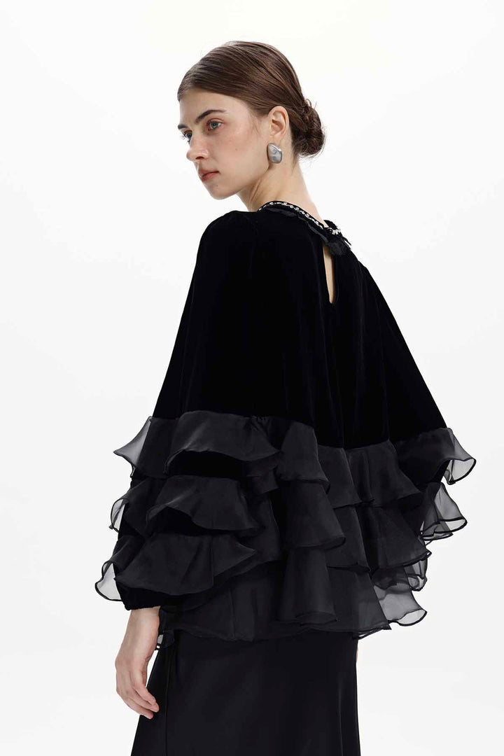 Mirabelle Layered-Ruffle Velvet Top