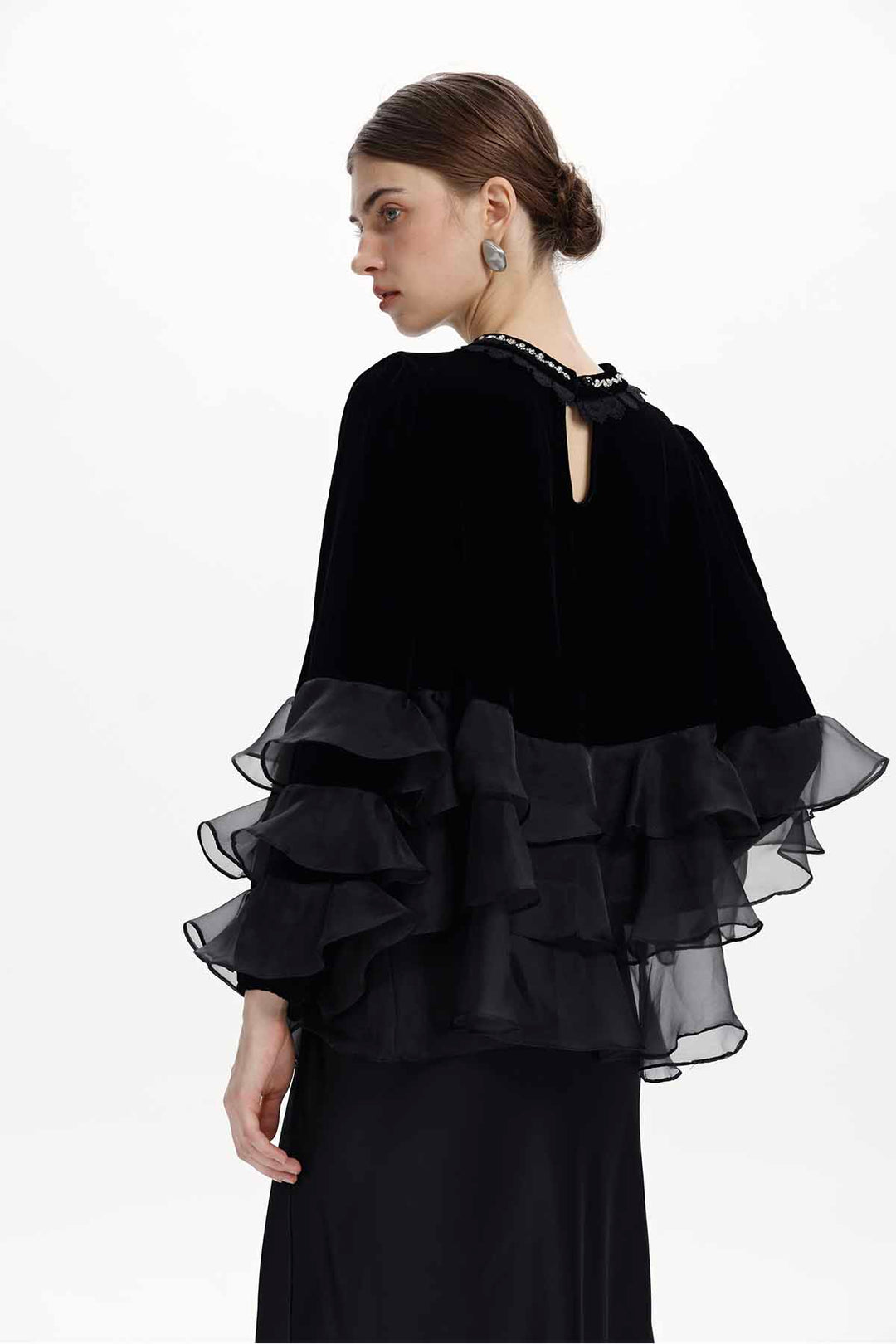 Mirabelle Layered-Ruffle Velvet Top