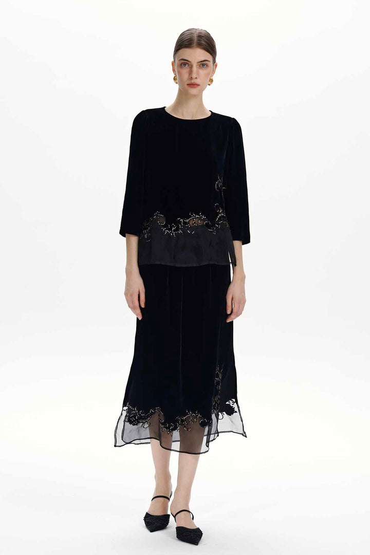 Evelina Beaded Velvet Two-Piece Set