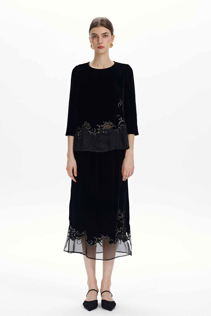 Evelina Beaded Velvet Two-Piece Set