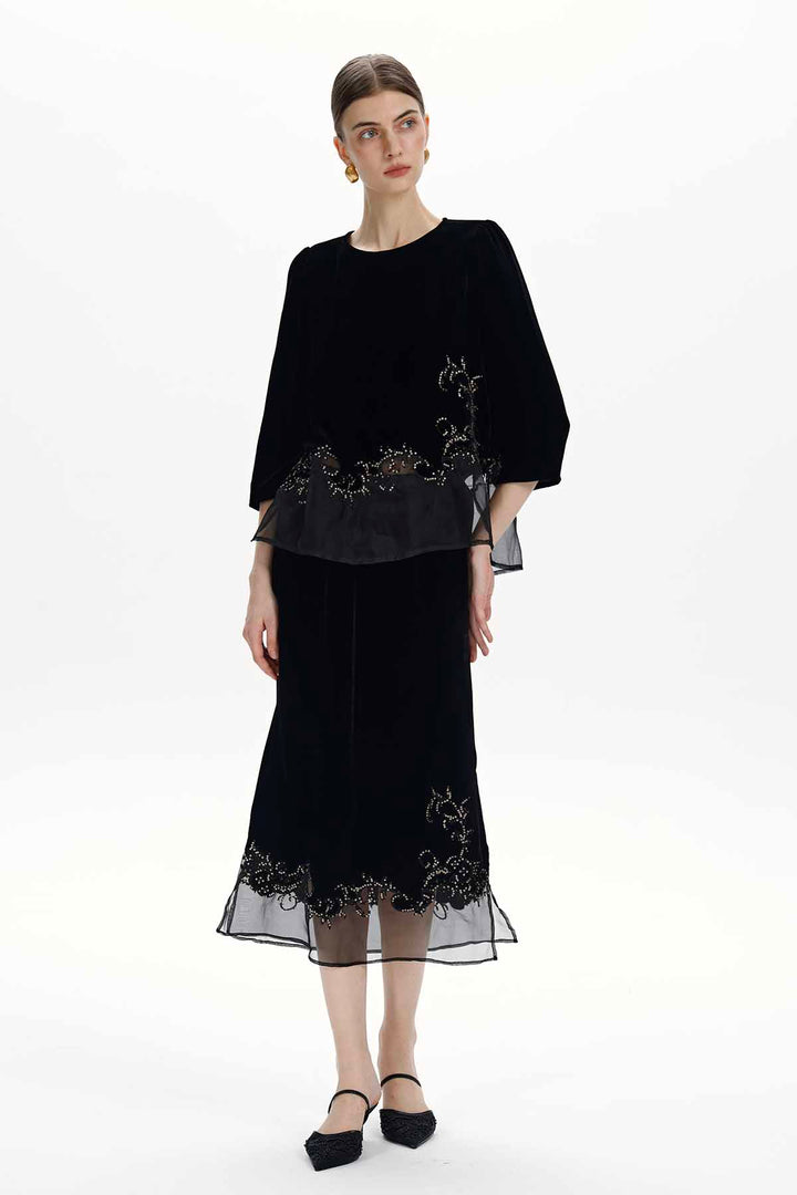 Evelina Beaded Velvet Two-Piece Set