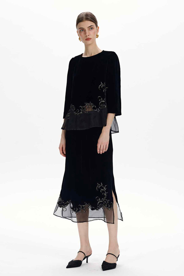 Evelina Beaded Velvet Two-Piece Set