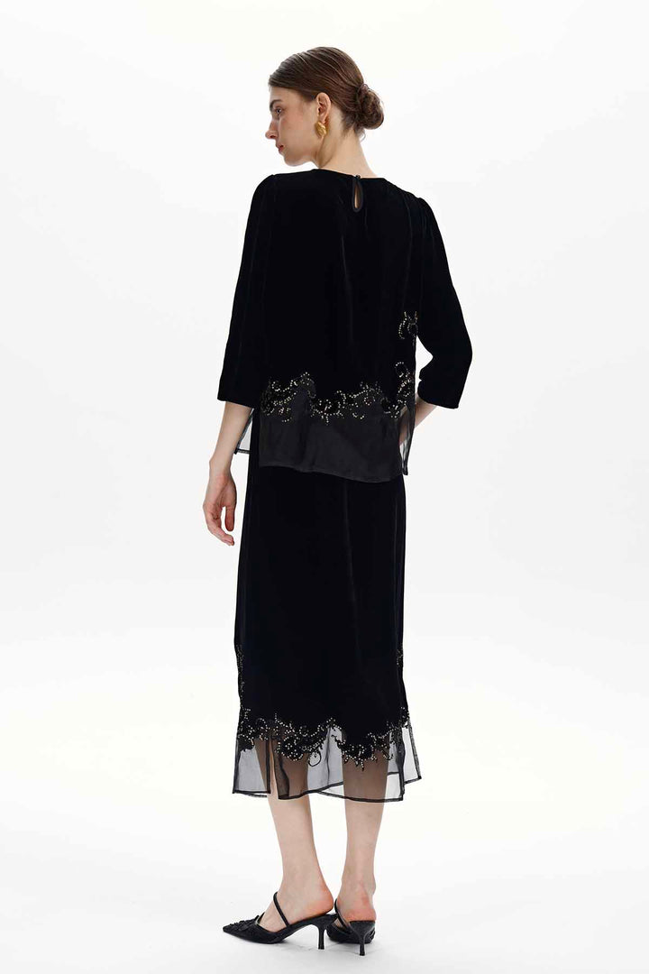 Evelina Beaded Velvet Two-Piece Set