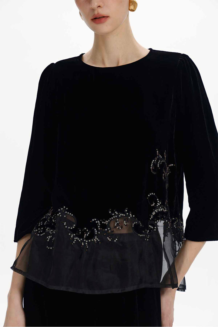 Evelina Beaded Velvet Two-Piece Set
