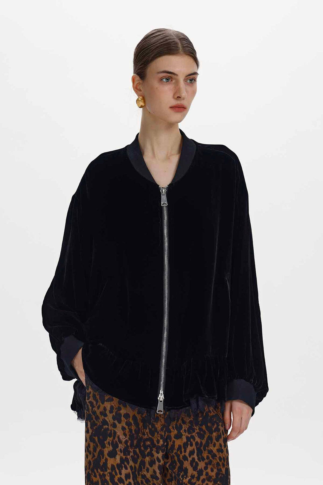 Melisande Silk Velvet Zip-Up Jacket